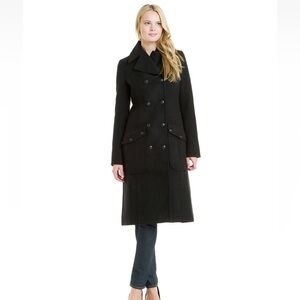 Free People 'Sargeant Felted' Black Coat - Sz 6 - Military Style EUC